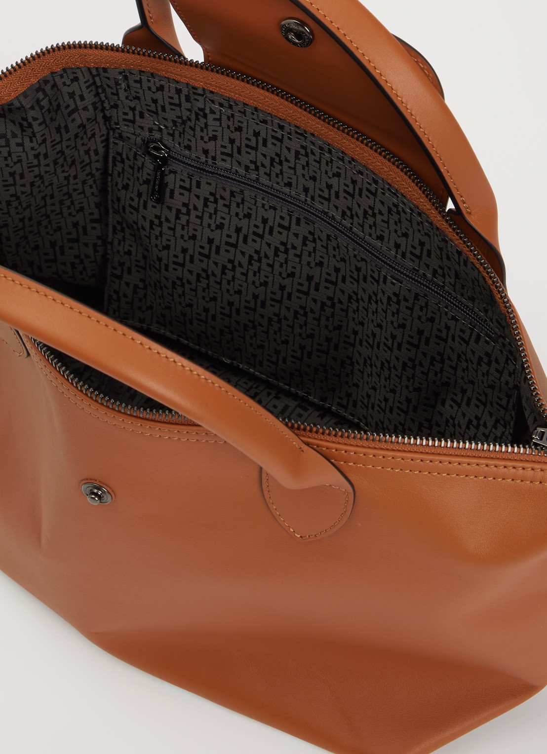 Longchamp Le Pliage Xtra S handtas van leer met afneembare schouderriem - detail oranjebruin