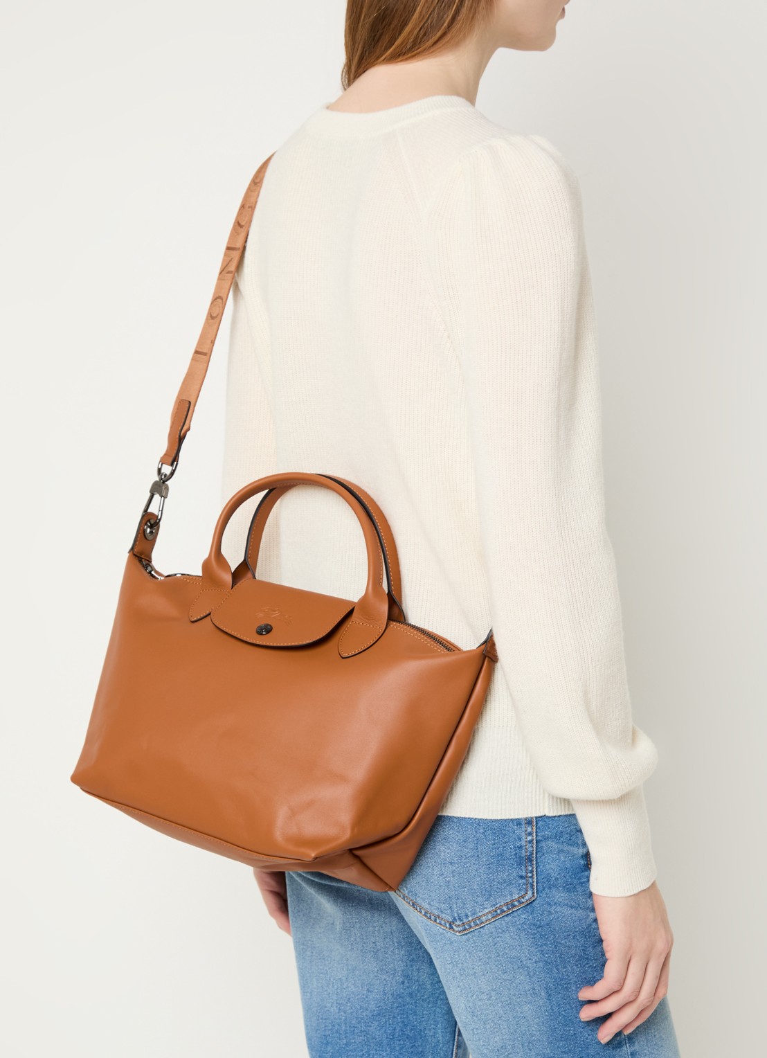 Longchamp Le Pliage Xtra S handtas van leer met afneembare schouderriem - voorkant 5 oranjebruin