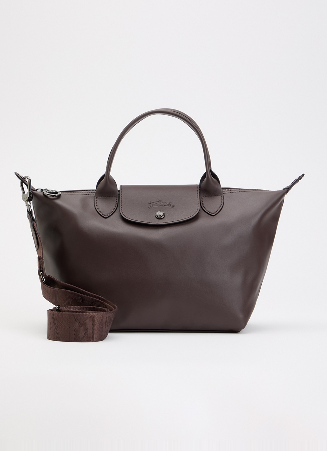 Longchamp Le Pliage Xtra S handtas van leer met afneembare schouderriem - voorkant 4 donkerbruin