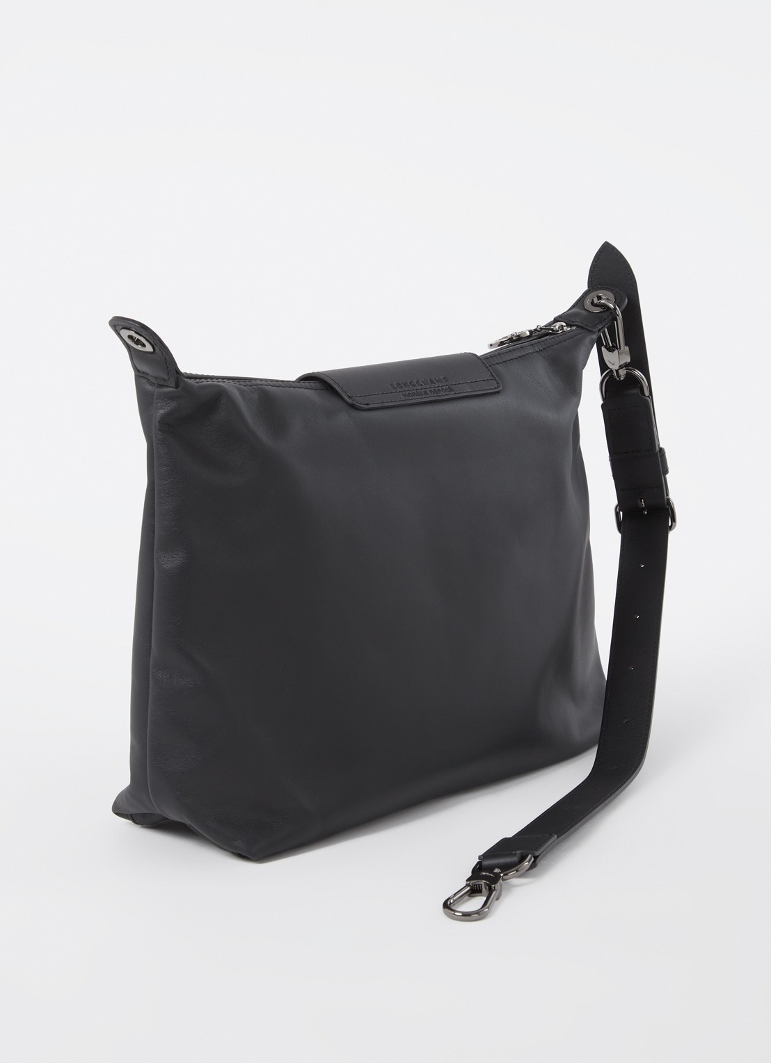 Longchamp Le Pliage Xtra schoudertas M van leer - achterkant zwart