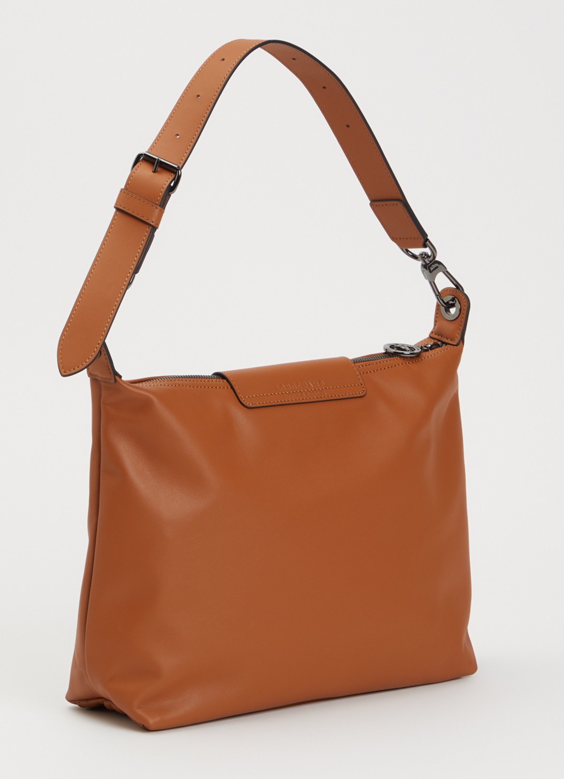 Longchamp Le Pliage Xtra schoudertas M van leer - achterkant 6 oranjebruin