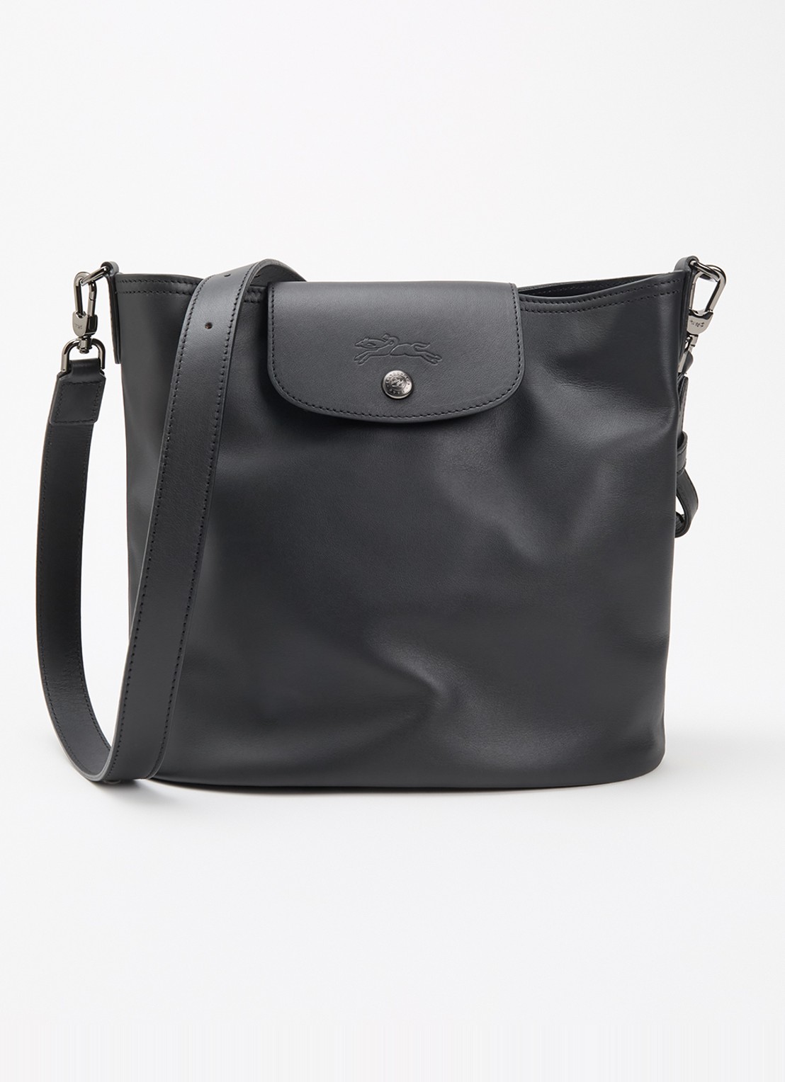 Longchamp Le Pliage Xtra schoudertas M van leer - voorkant zwart