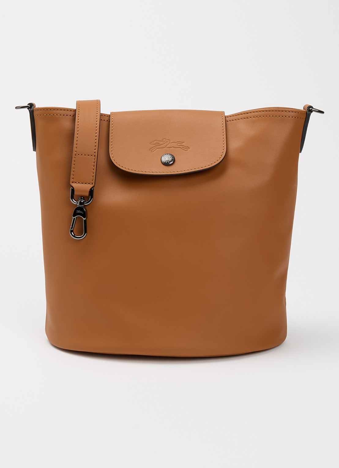 Longchamp Le Pliage Xtra schoudertas M van leer - voorkant cognac