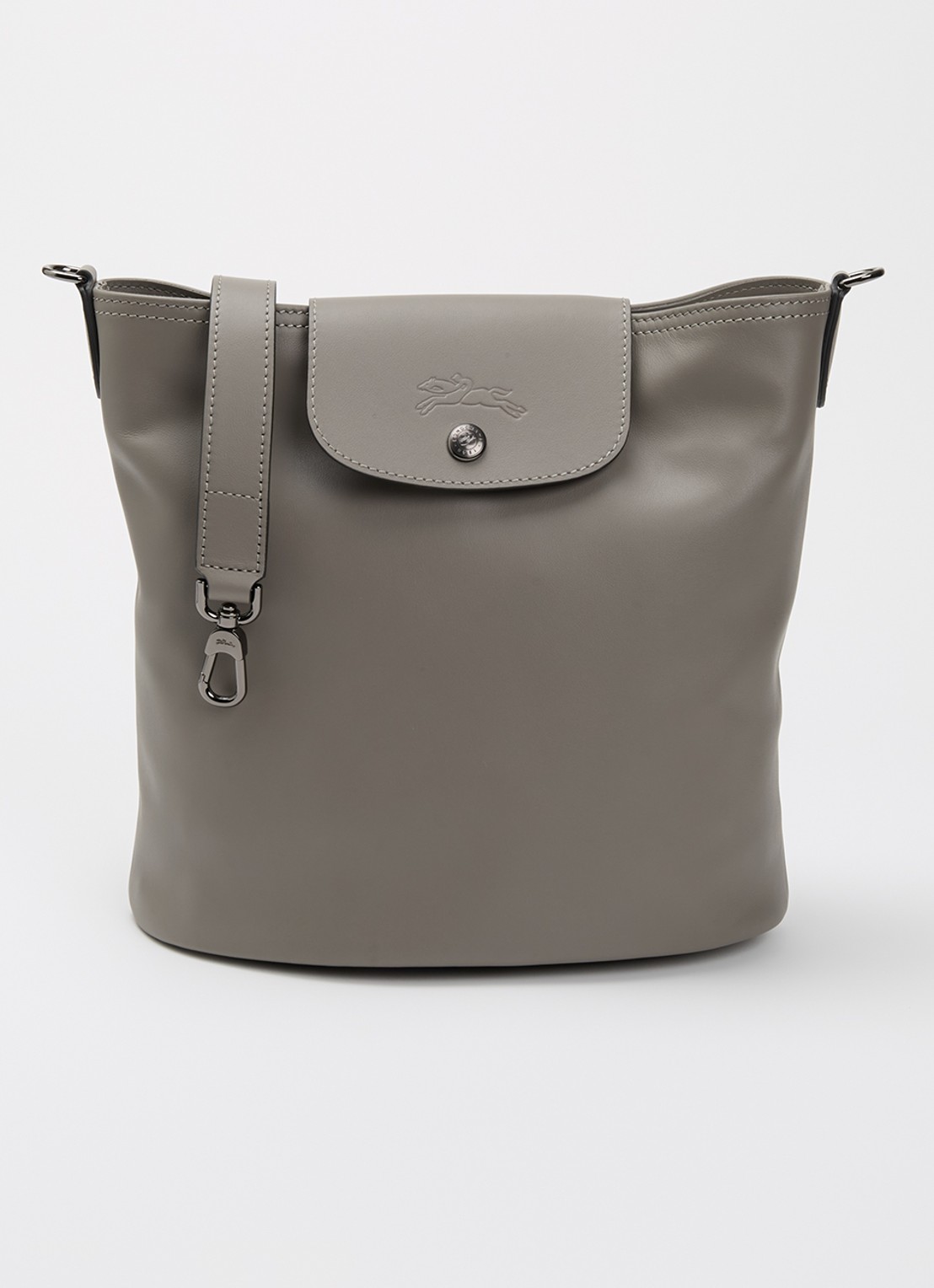 Longchamp Le Pliage Xtra schoudertas M van leer - voorkant 2 blauwgrijs