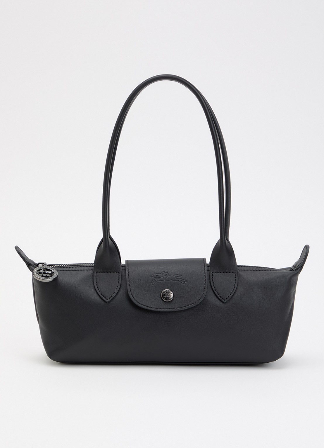 Longchamp Le Pliage Xtra schoudertas M van leer - voorkant 5 zwart