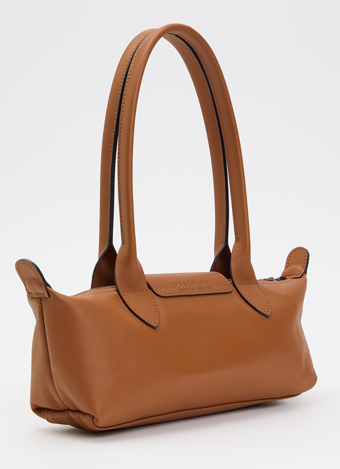 Longchamp Le Pliage Xtra schoudertas M van leer - achterkant 4 oranjebruin