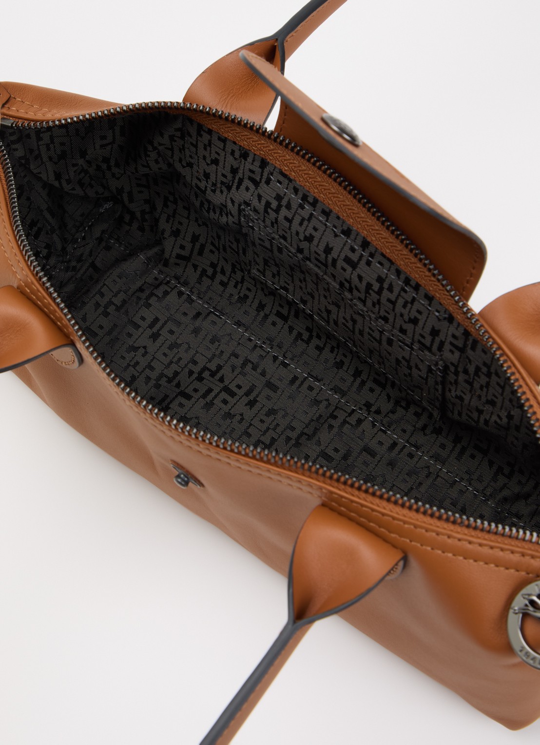 Longchamp Le Pliage Xtra schoudertas M van leer - detail oranjebruin