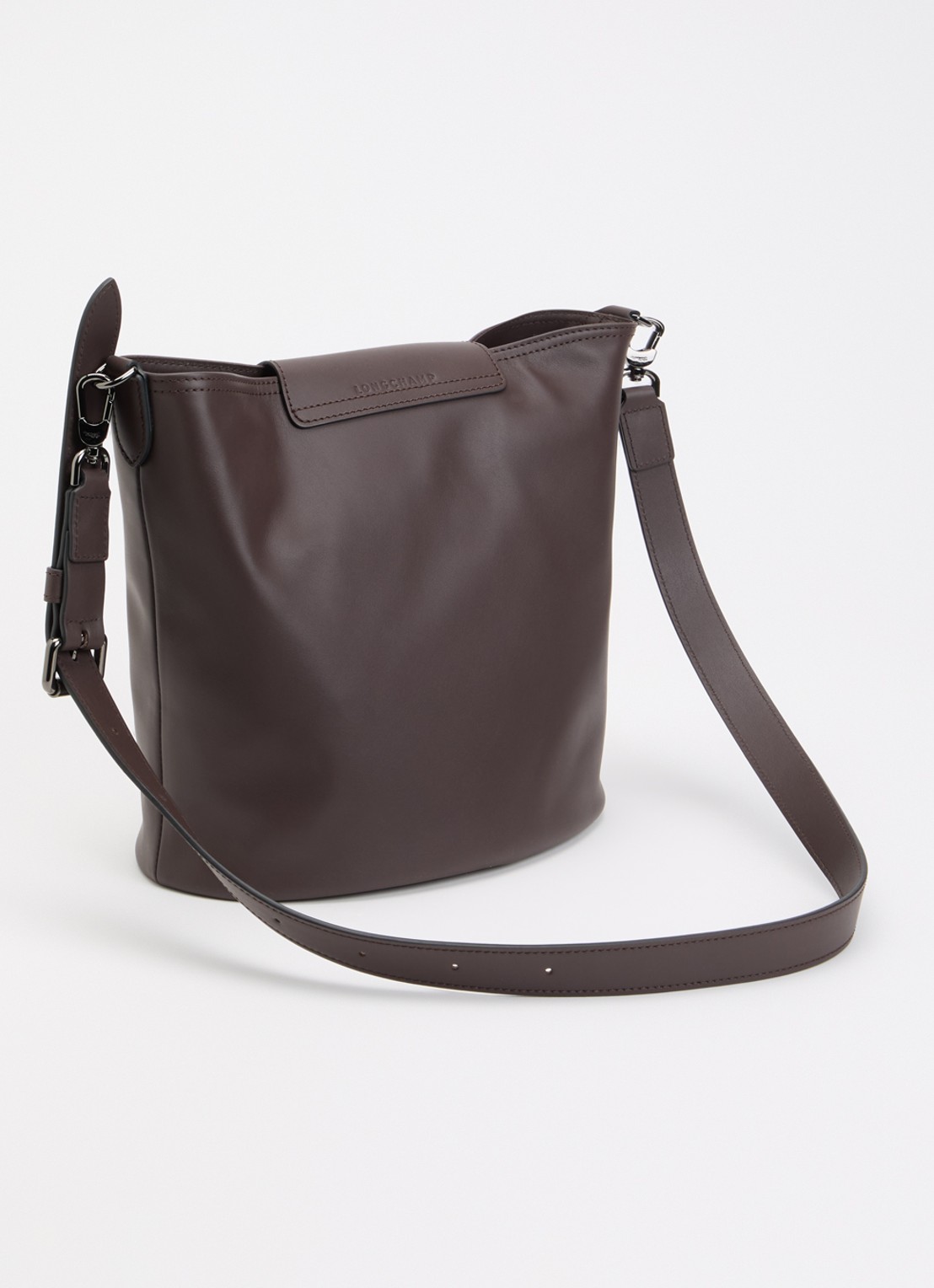 Longchamp Le Pliage Xtra schoudertas M van leer - achterkant donkerbruin