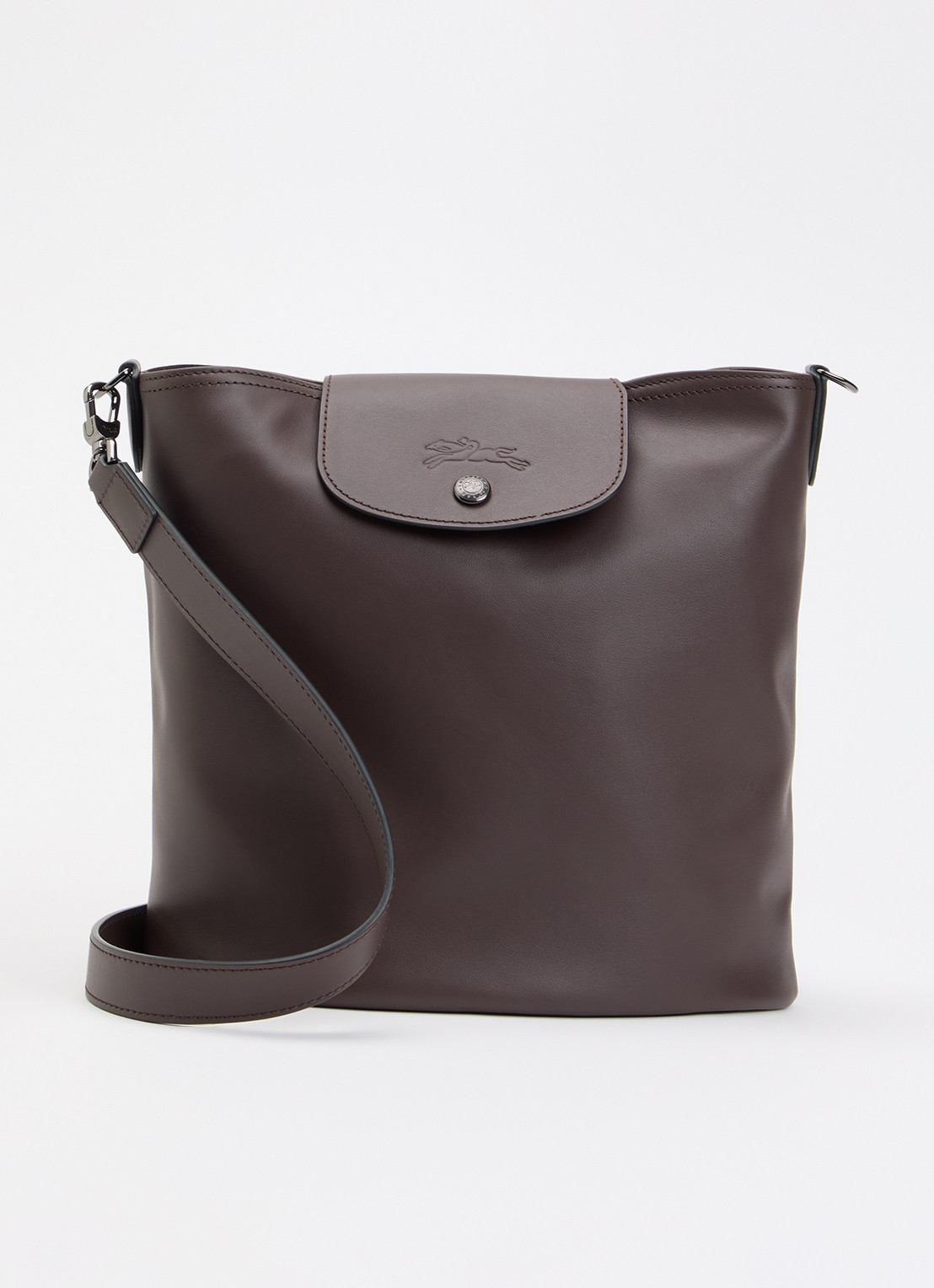 Longchamp Le Pliage Xtra schoudertas M van leer - voorkant 2 donkerbruin