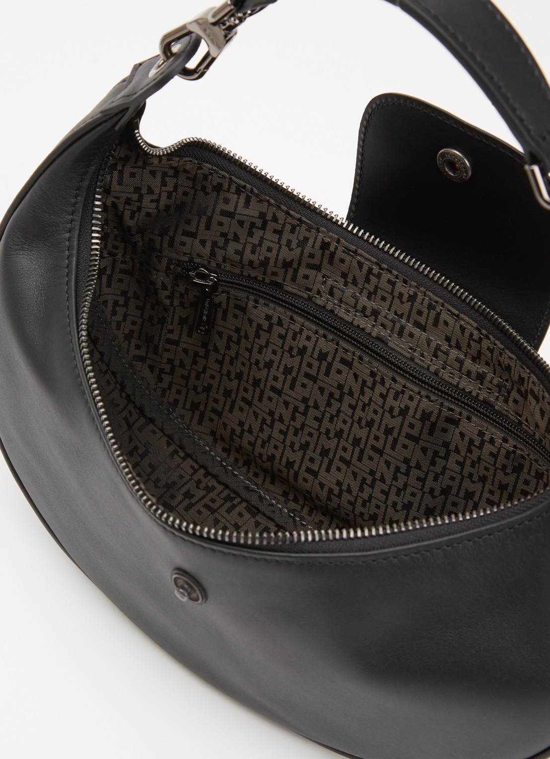 Longchamp Le Pliage Xtra schoudertas S van leer - detail 2 zwart