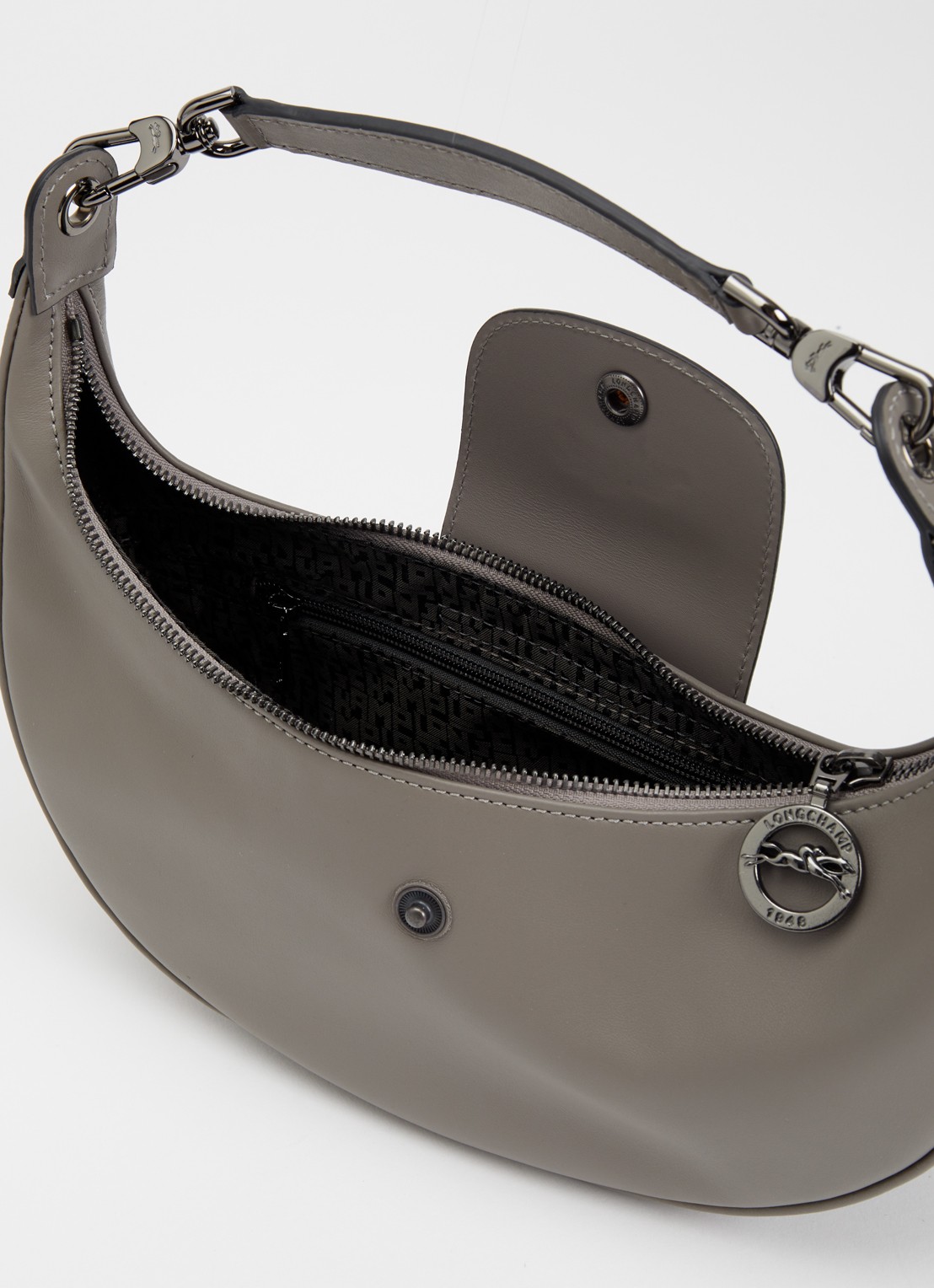 Longchamp Le Pliage Xtra schoudertas S van leer - detail 2 grijs