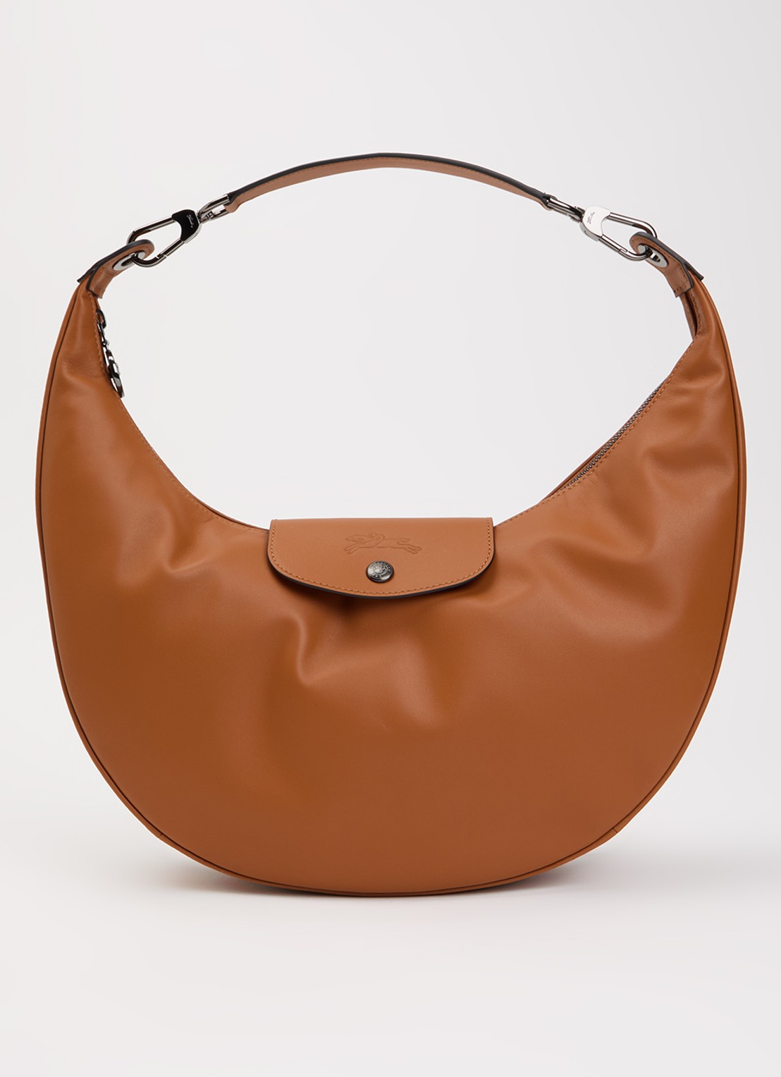 Longchamp Le Pliage Xtra schoudertas van leer - voorkant 5 cognac