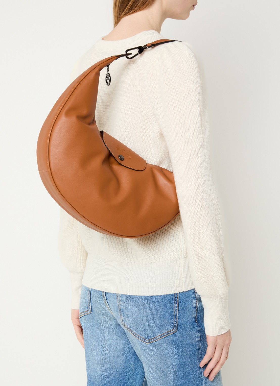 Longchamp Le Pliage Xtra schoudertas van leer - voorkant 6 cognac