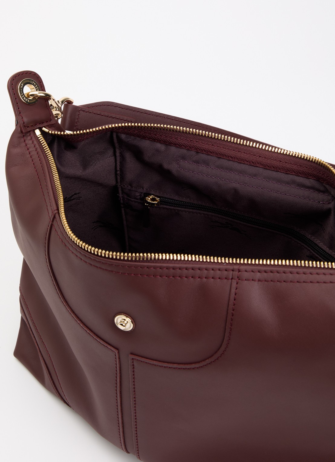 Longchamp Le Pliage Xtra schoudertas van leer - detail 3 bordeauxrood
