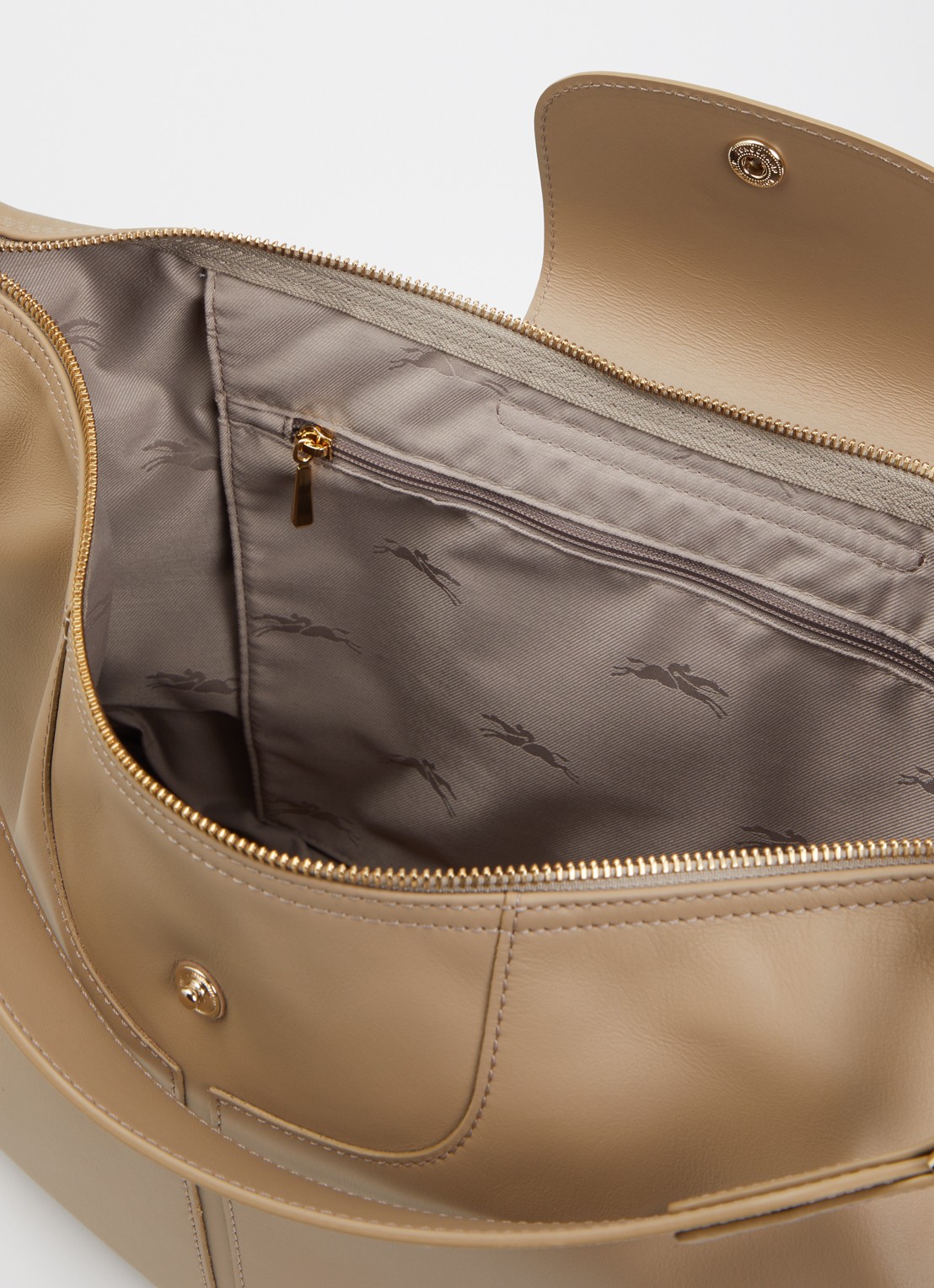 Longchamp Le Pliage Xtra schoudertas van leer - detail beige