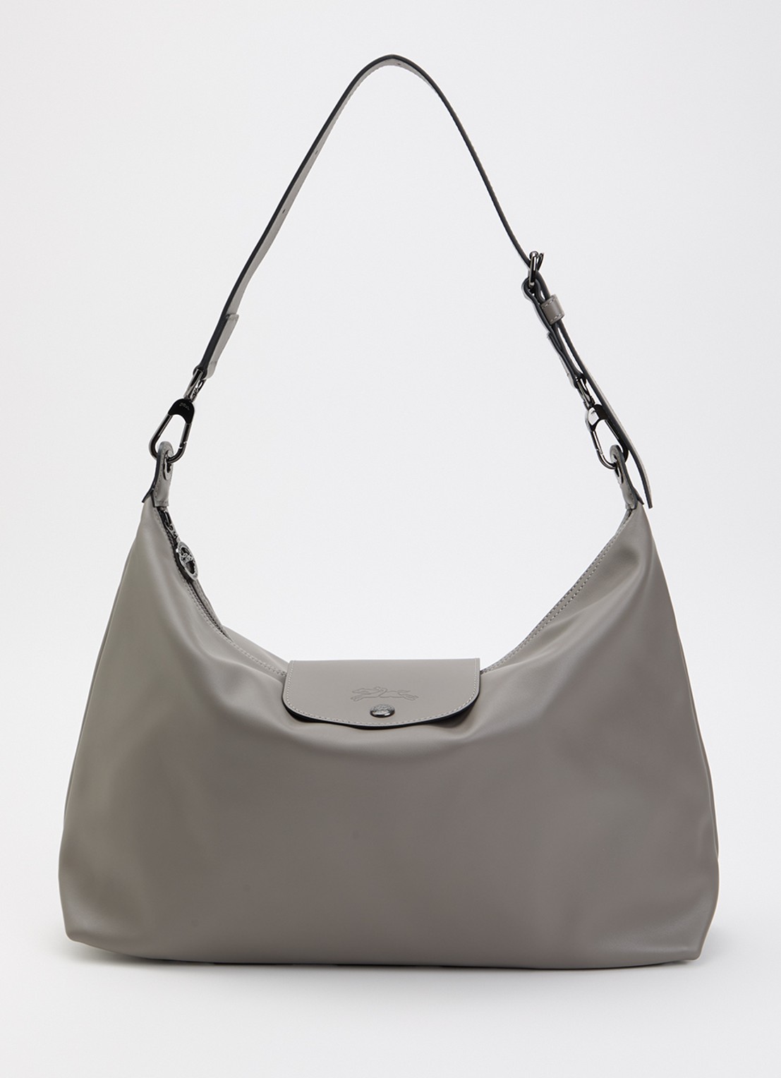 Longchamp Le Pliage Xtra schoudertas XL van leer - voorkant 2 grijs