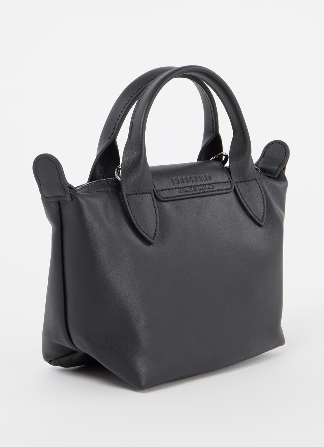 Longchamp Le Pliage Xtra XS handtas van leer - achterkant 5 zwart
