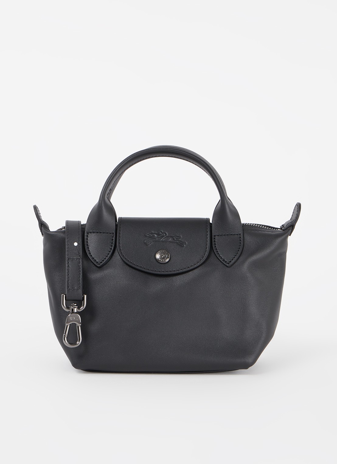 Longchamp Le Pliage Xtra XS handtas van leer - voorkant zwart