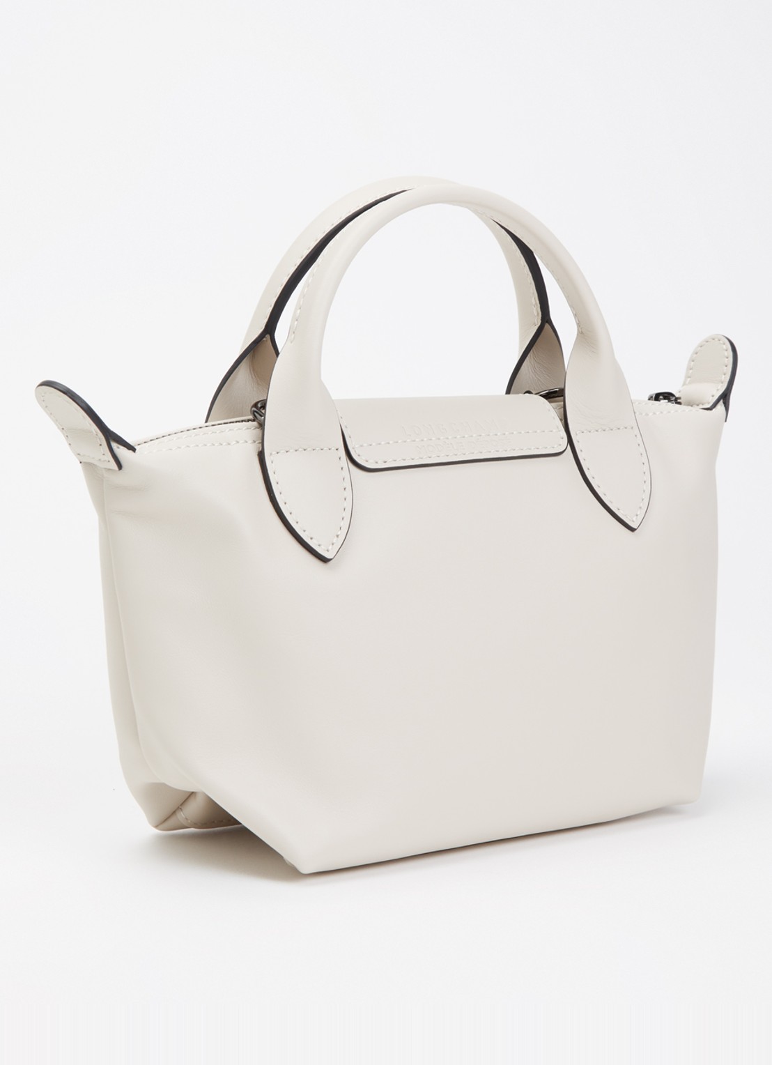 Longchamp Le Pliage Xtra XS handtas van leer - achterkant lichtgrijs