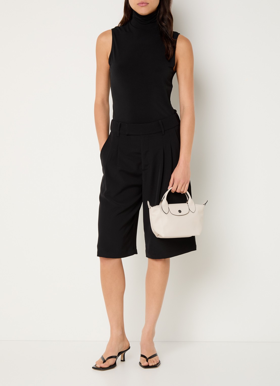 Longchamp Le Pliage Xtra XS handtas van leer - voorkant 6 lichtgrijs