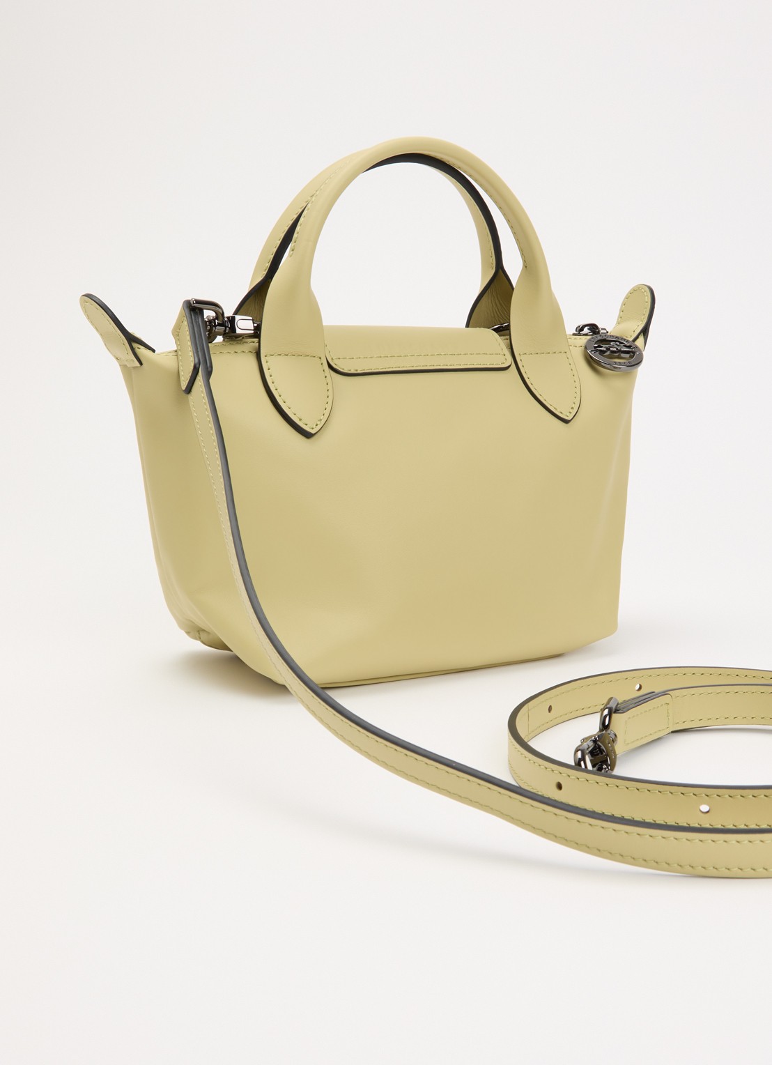 Longchamp Le Pliage Xtra XS handtas van leer - achterkant 4 lichtgroen