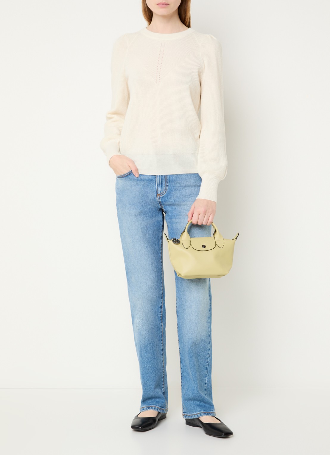 Longchamp Le Pliage Xtra XS handtas van leer - voorkant 7 lichtgroen