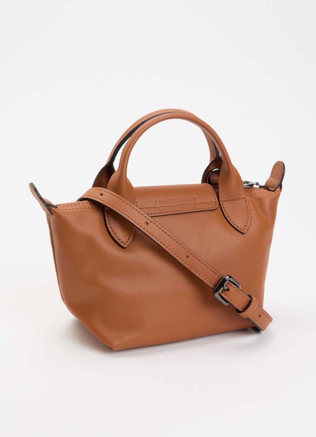 Longchamp Le Pliage Xtra XS handtas van leer - achterkant 4 oranjebruin