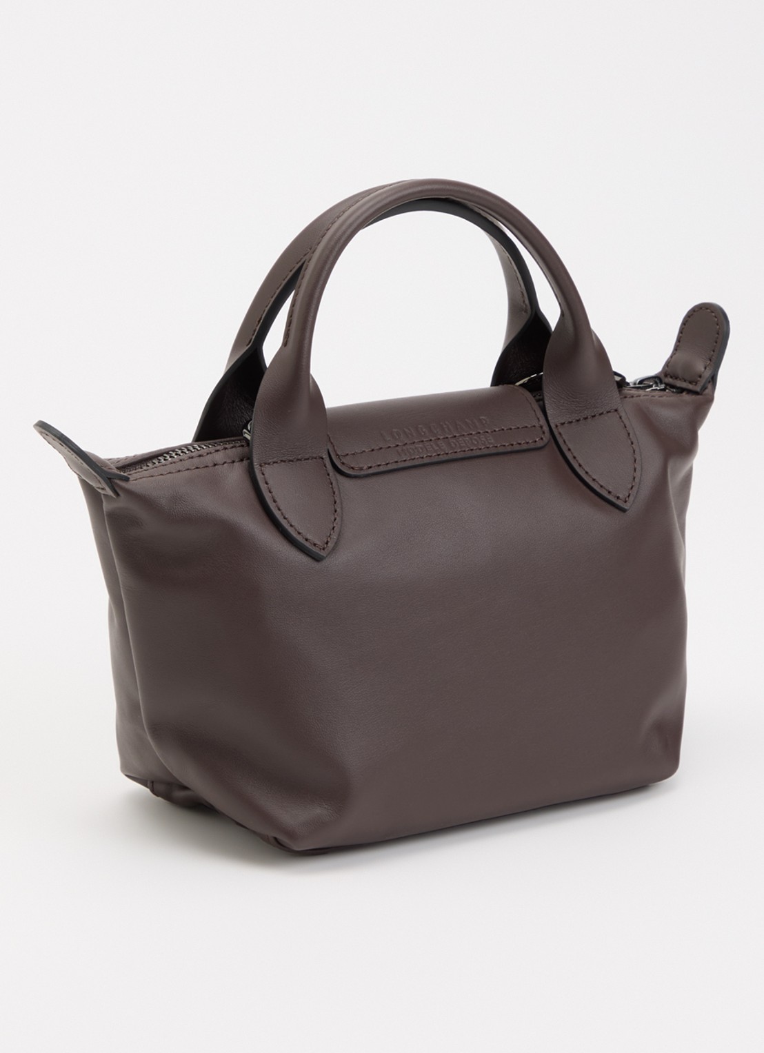 Longchamp Le Pliage Xtra XS handtas van leer - achterkant 4 donkerbruin