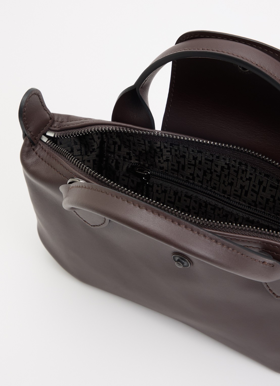 Longchamp Le Pliage Xtra XS handtas van leer - detail 5 donkerbruin