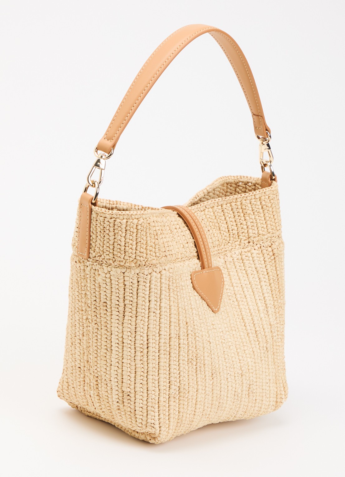 Longchamp Le Roseau crossbodytas XS met details van kalfsleer - achterkant 4 beige