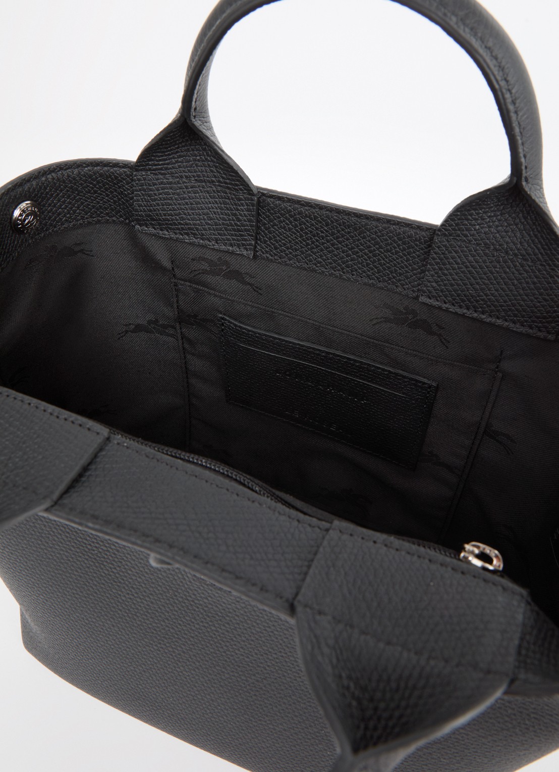 Longchamp Le Roseau handtas S van leer met afneembare schouderriem - detail 7 zwart