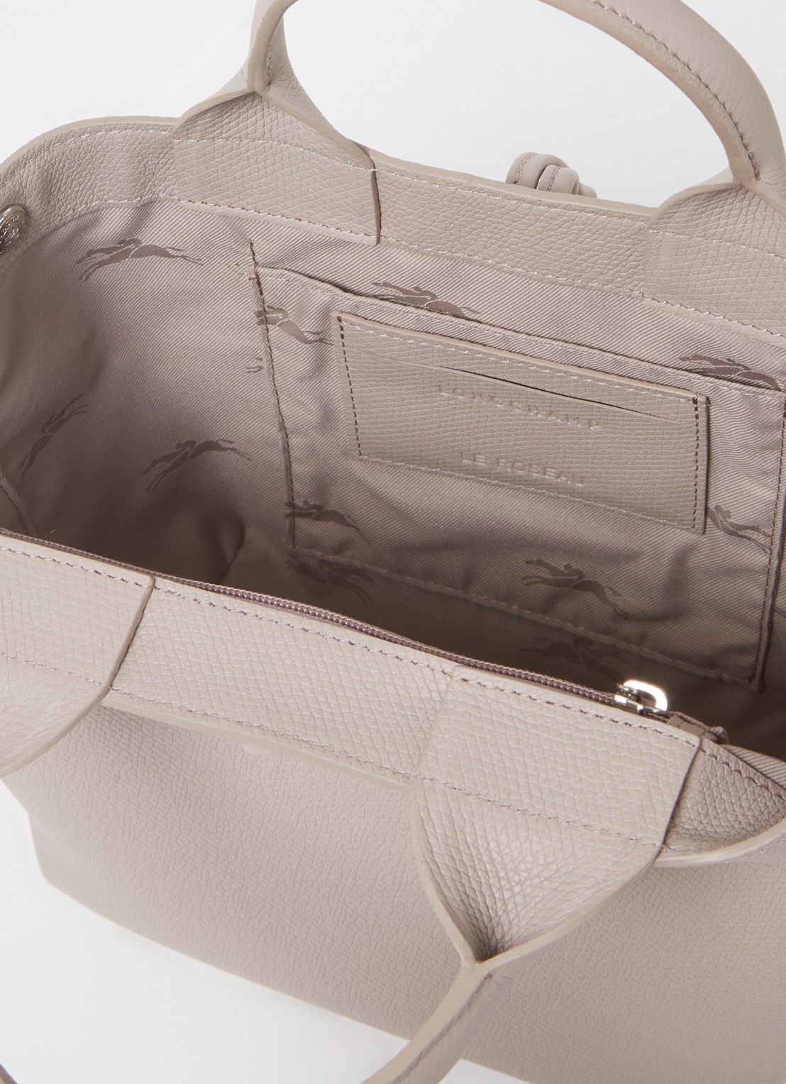 Longchamp Le Roseau handtas S van leer met afneembare schouderriem - detail 4 beige