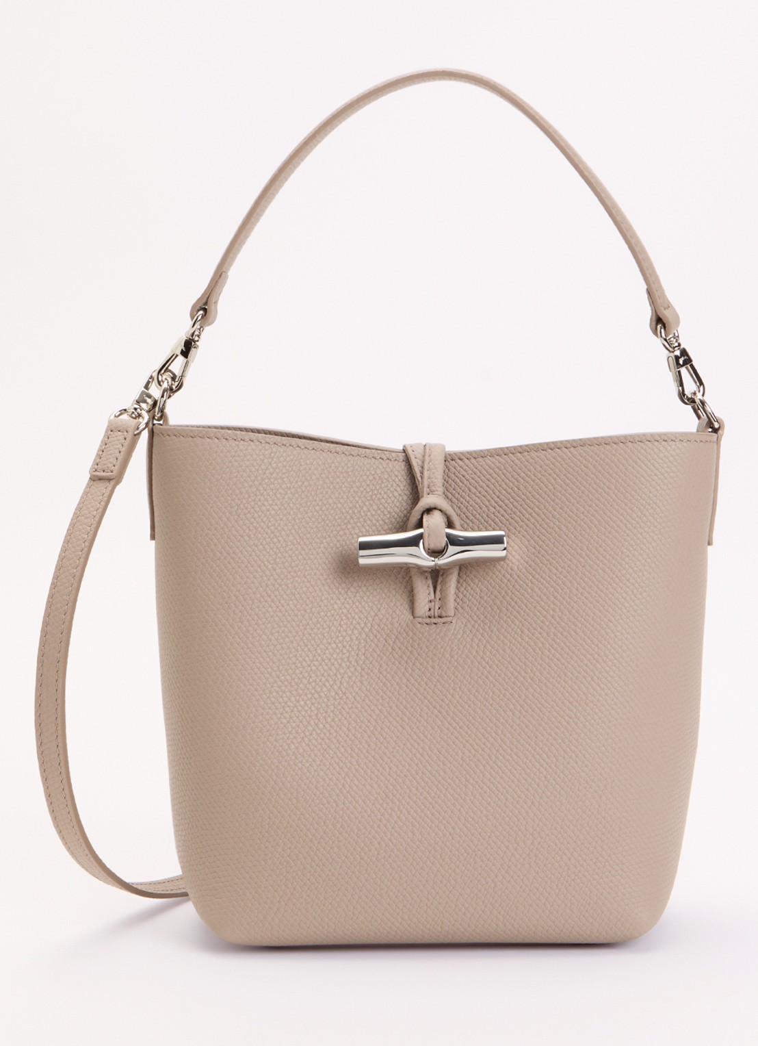 Longchamp Le Roseau handtas XS van leer met afneembare schouderriem - voorkant 5 beige