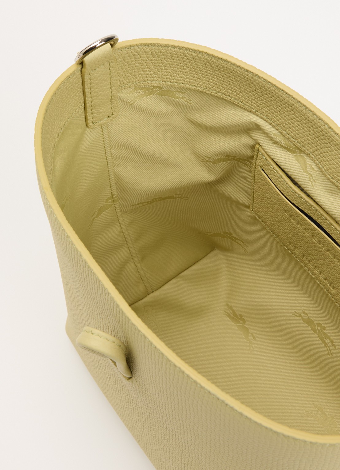 Longchamp Le Roseau handtas XS van leer met afneembare schouderriem - detail 5 lichtgroen