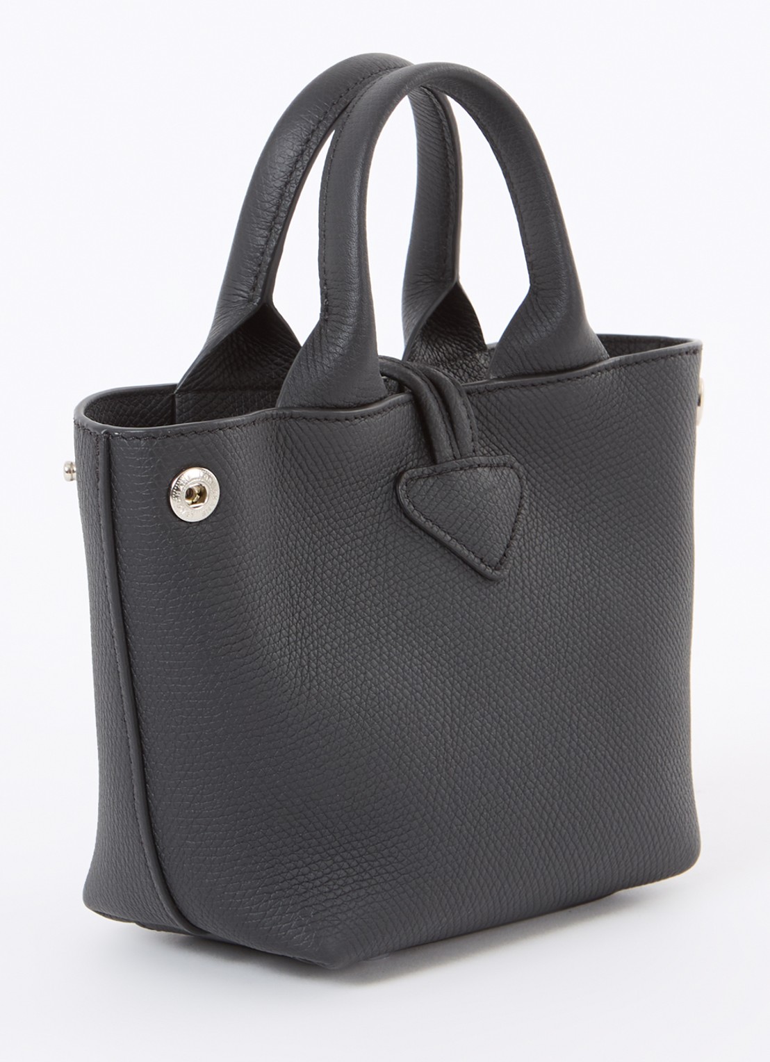 Longchamp Le Roseau handtas XS van leer - achterkant 3 zwart