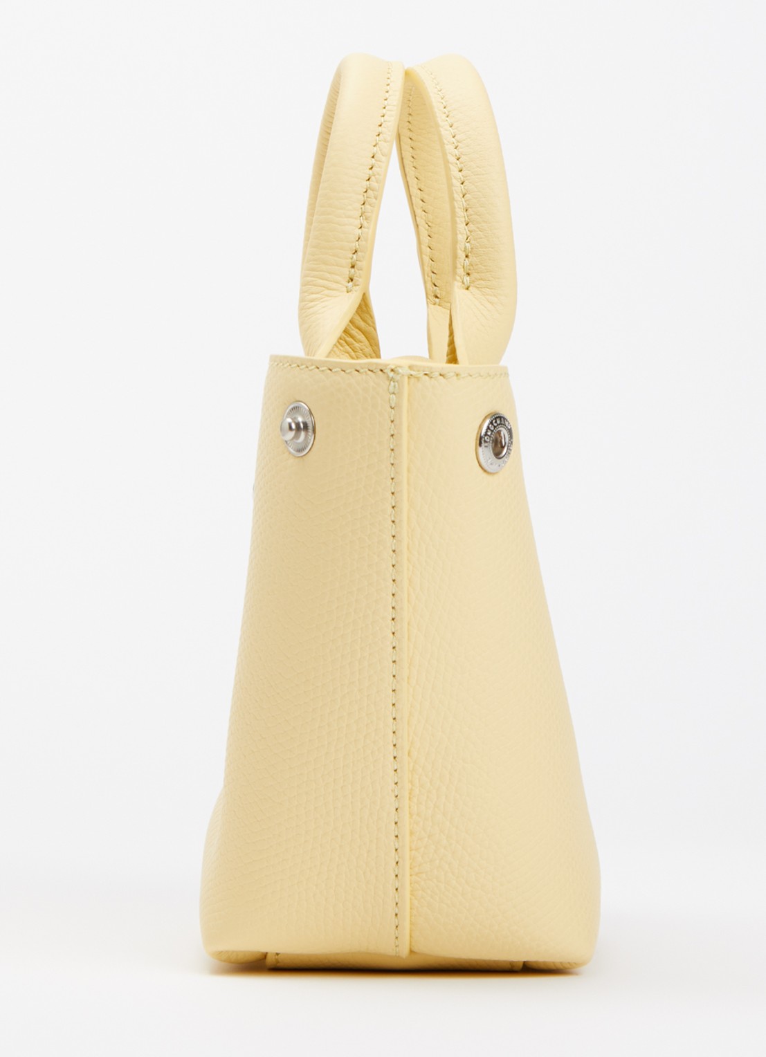 Longchamp Le Roseau handtas XS van leer - detail 2 geel