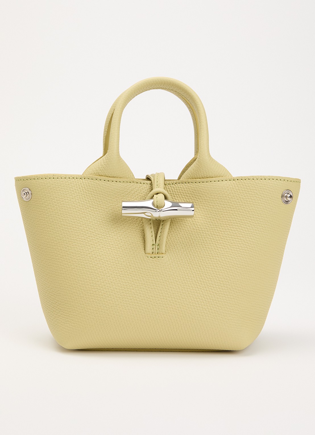 Longchamp Le Roseau handtas XS van leer - voorkant 4 lichtgroen