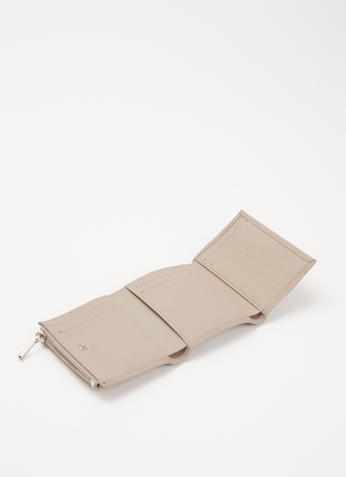 Longchamp Le Roseau portemonnee van leer met structuur - voorkant 3 donkerbeige