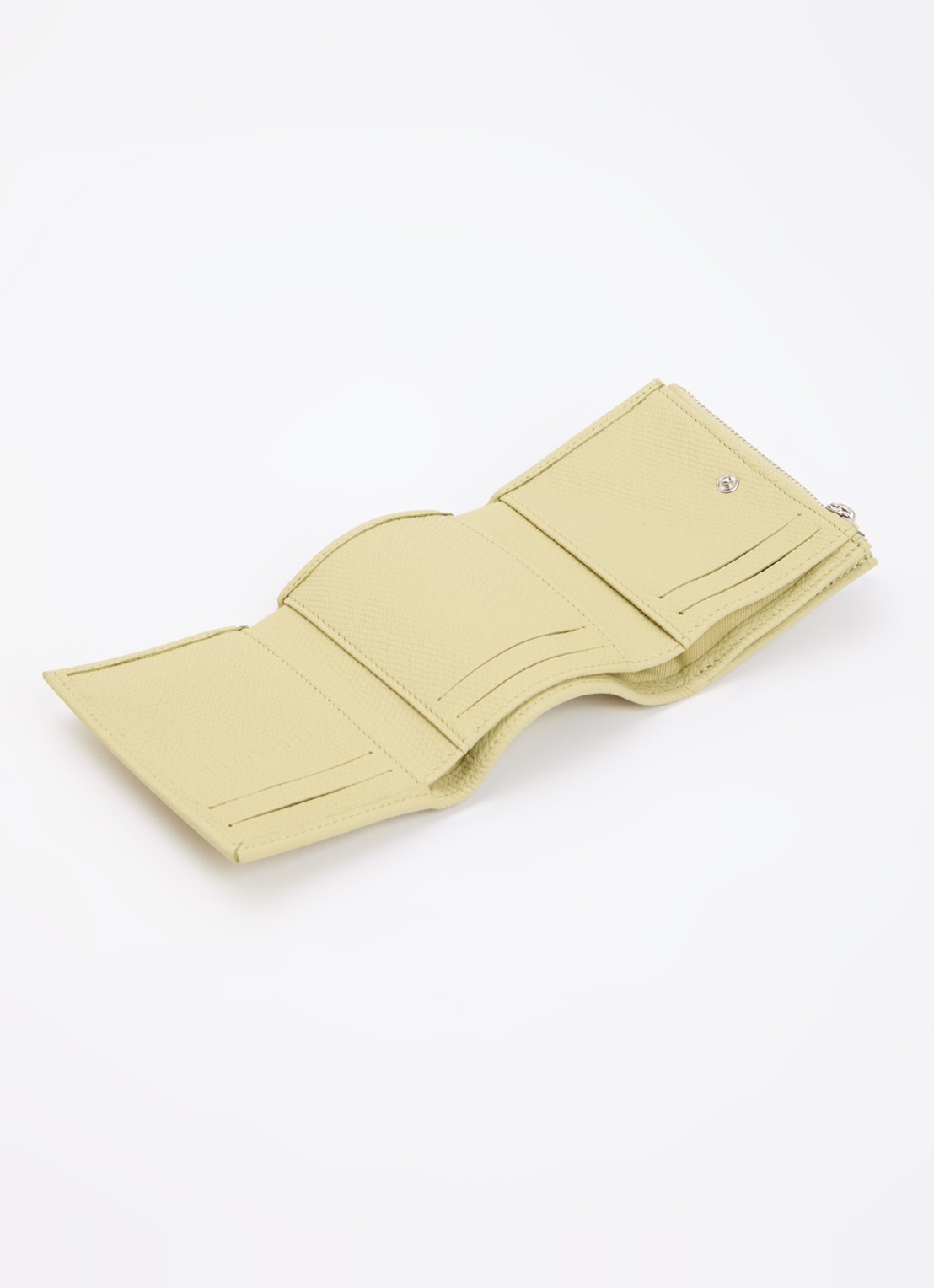 Longchamp Le Roseau portemonnee van leer met structuur - voorkant 2 lichtgroen