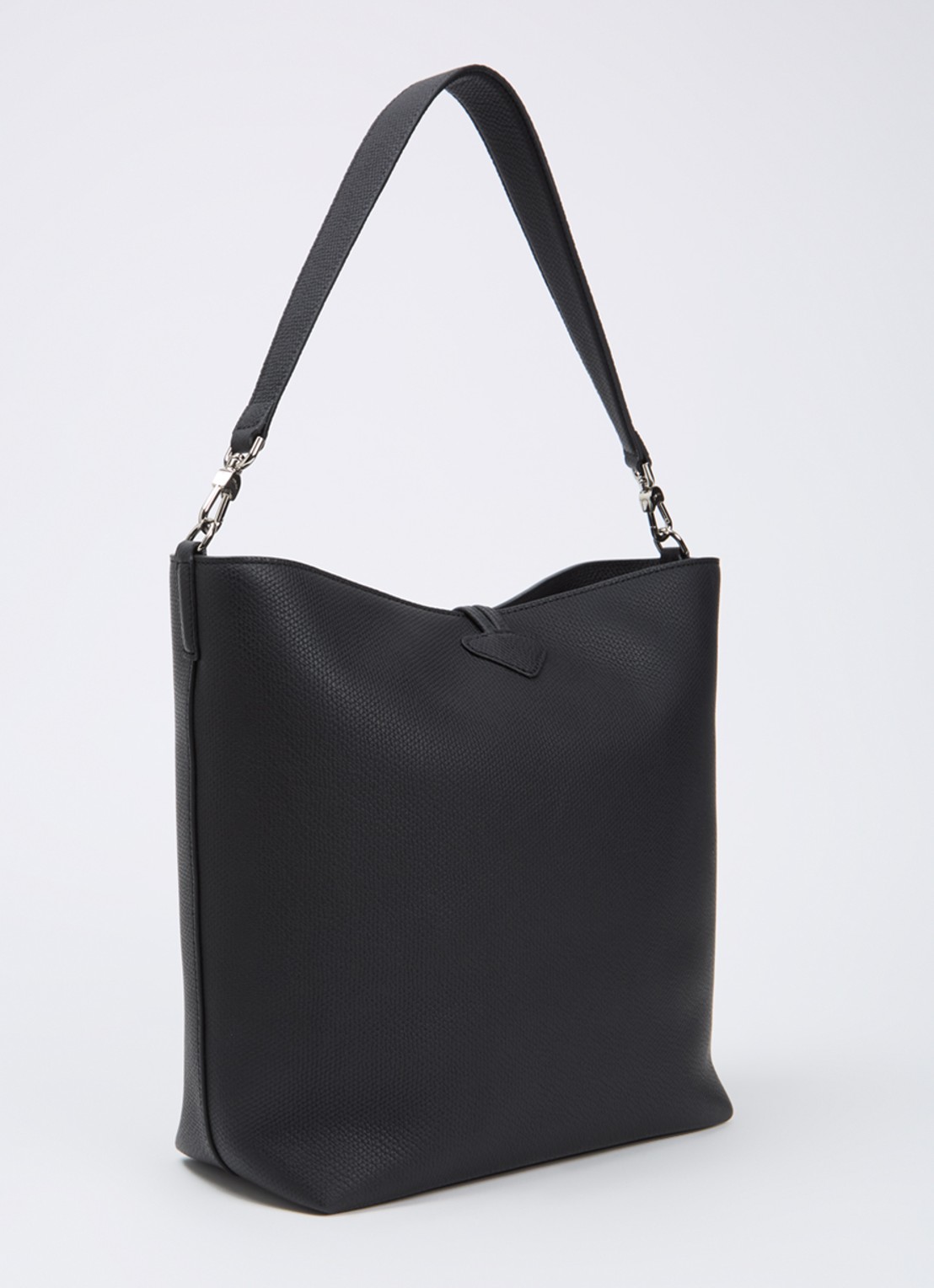 Longchamp Le Roseau schoudertas M van leer - achterkant zwart