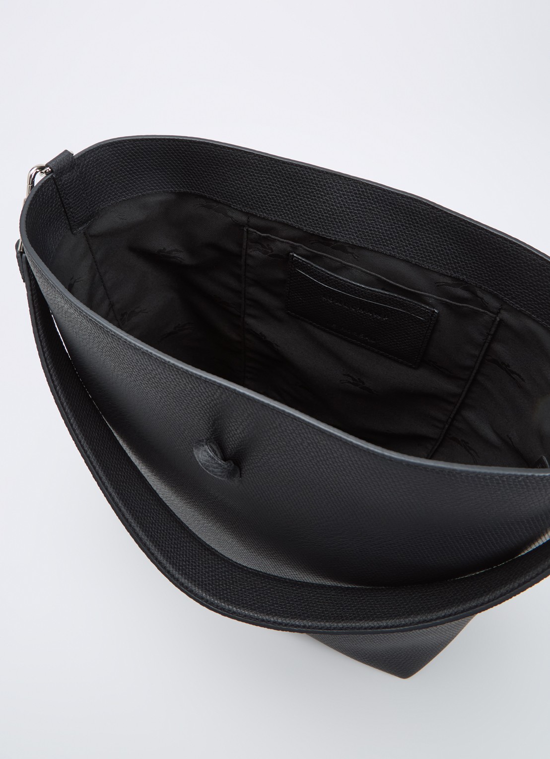 Longchamp Le Roseau schoudertas M van leer - detail 2 zwart