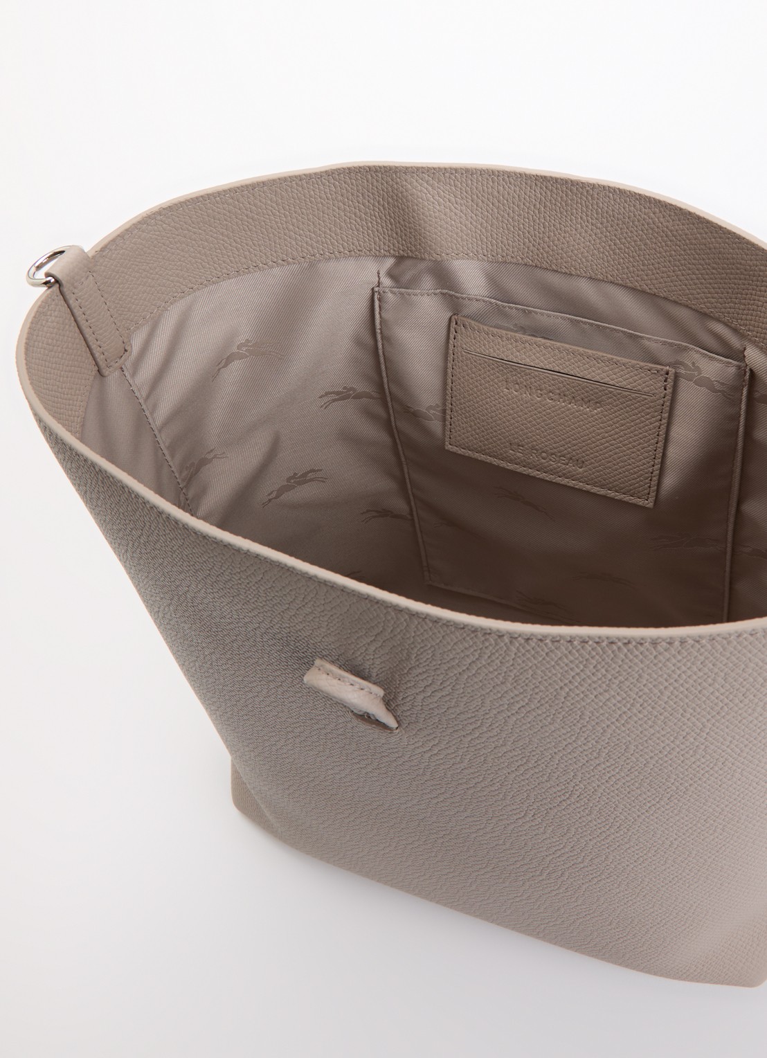 Longchamp Le Roseau schoudertas M van leer - detail 4 beige