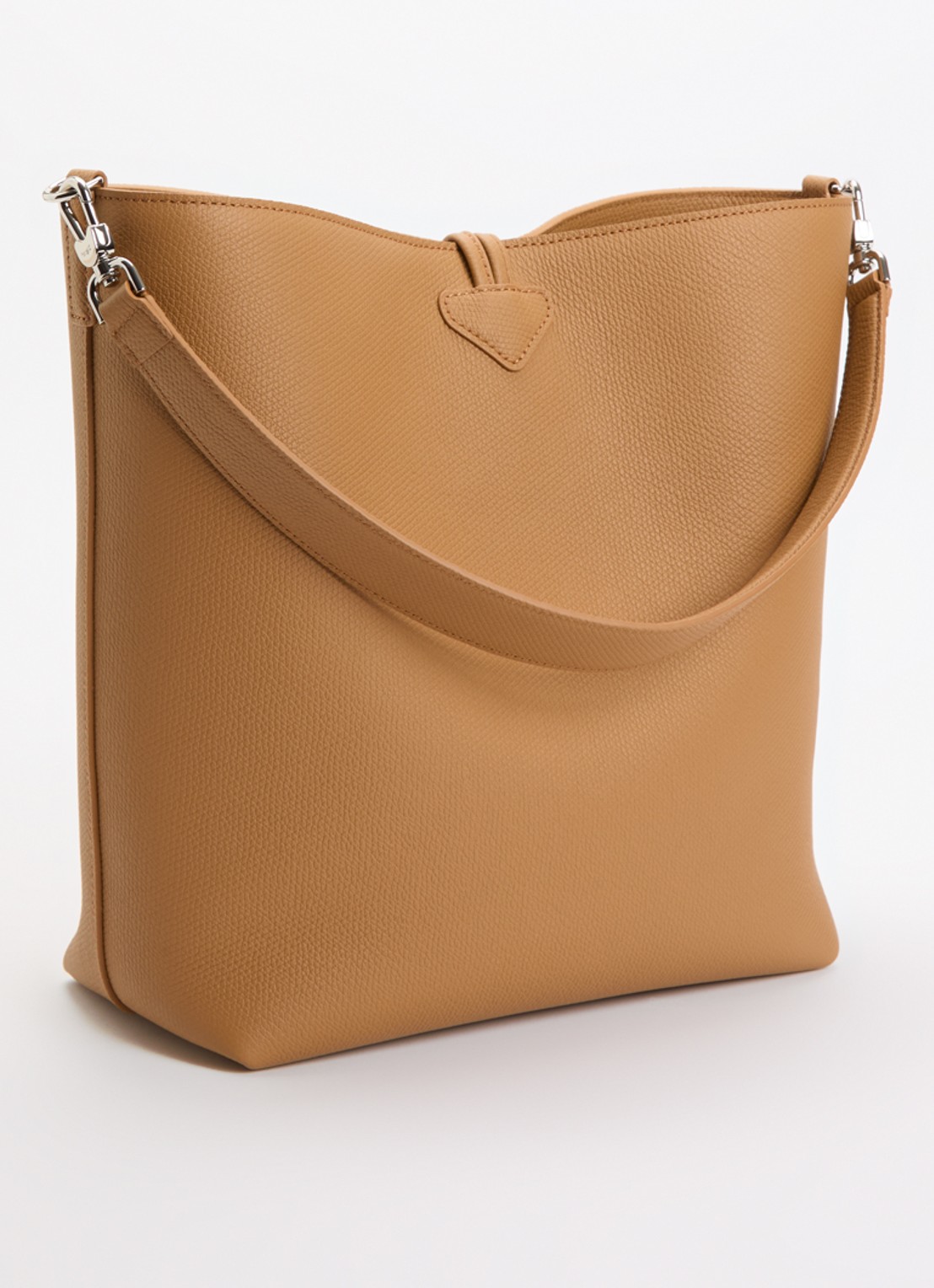 Longchamp Le Roseau schoudertas M van leer - achterkant bruin