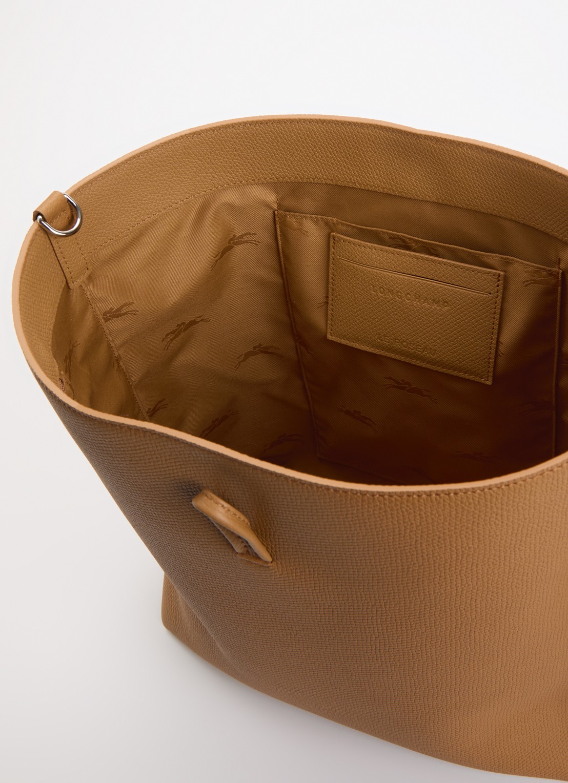 Longchamp Le Roseau schoudertas M van leer - detail 2 bruin
