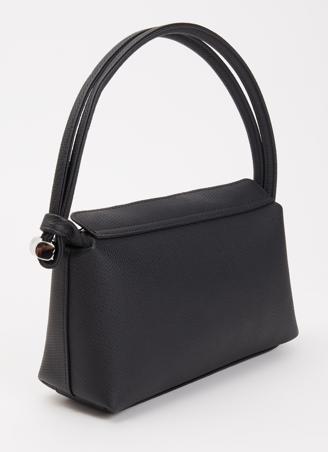Longchamp Le Roseau schoudertas M van leer  - achterkant 6 zwart
