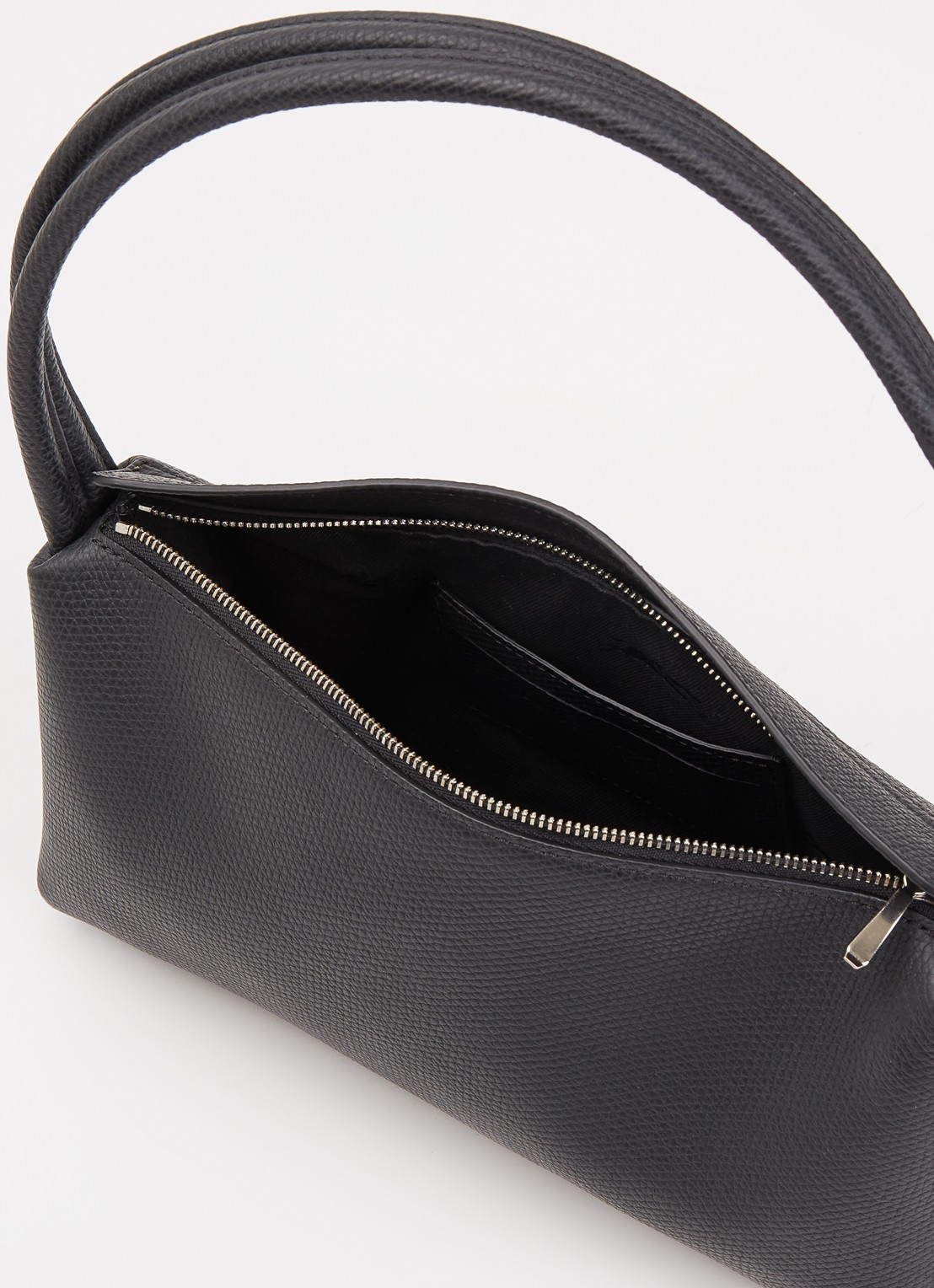 Longchamp Le Roseau schoudertas M van leer  - detail 3 zwart