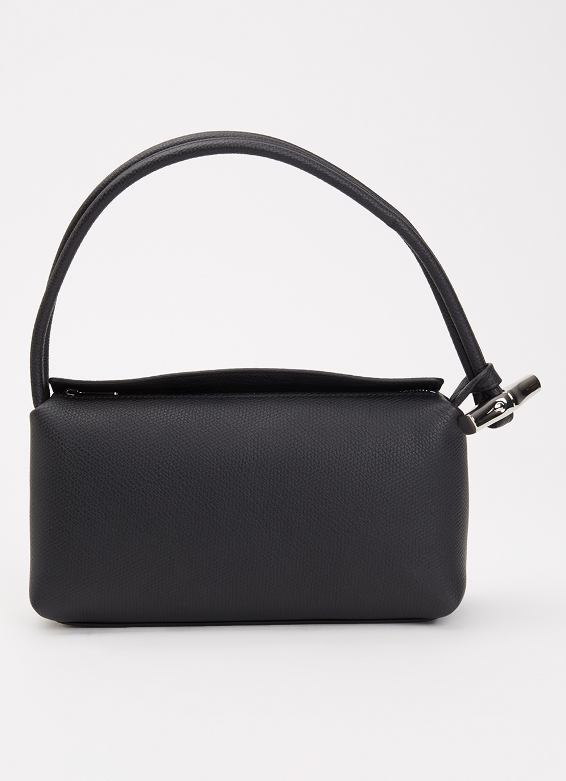 Longchamp Le Roseau schoudertas M van leer  - voorkant zwart