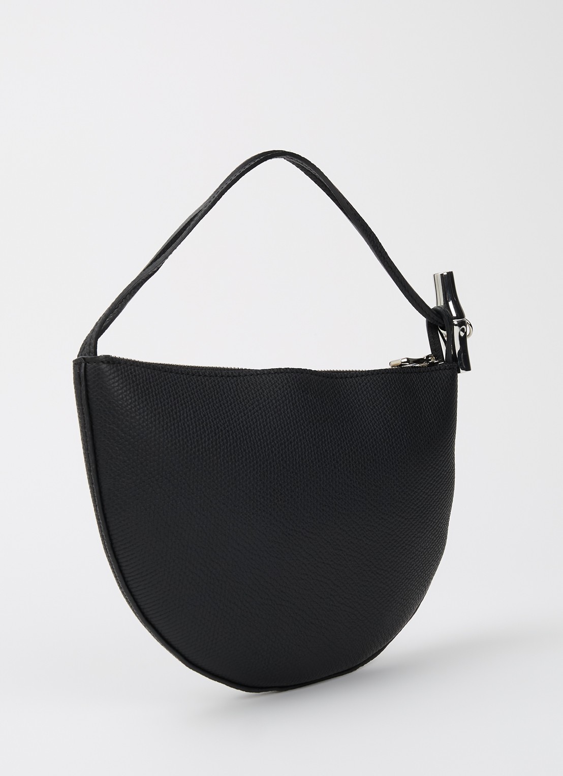 Longchamp Le Roseau schoudertas M van leer - achterkant 4 zwart