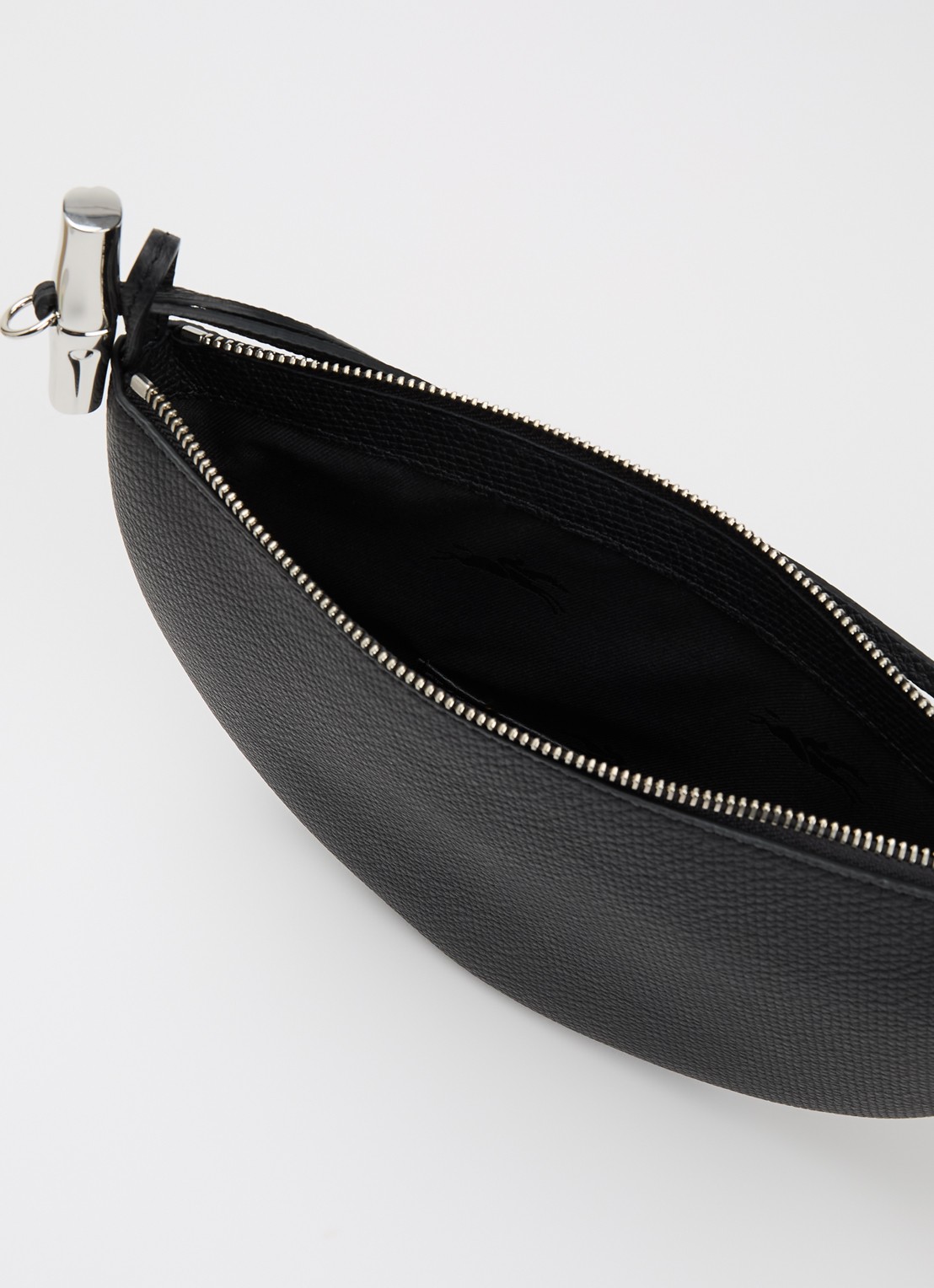 Longchamp Le Roseau schoudertas M van leer - detail 5 zwart