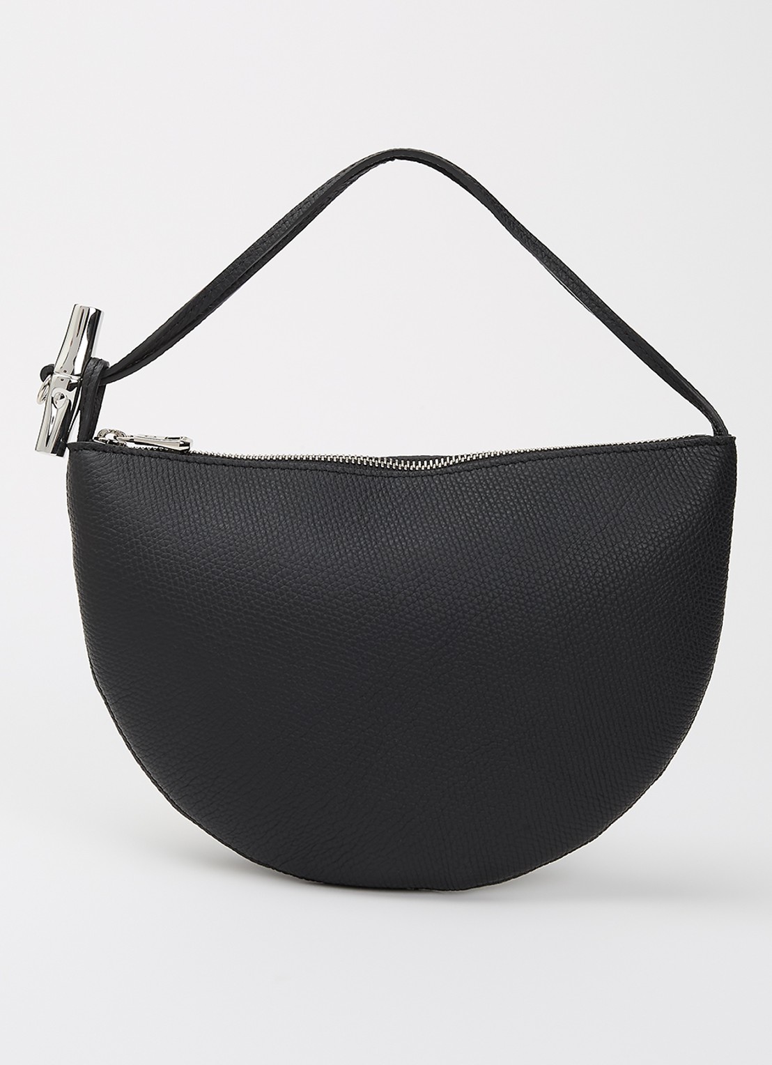 Longchamp Le Roseau schoudertas M van leer - voorkant zwart
